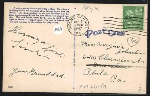 AK Pennsylvania, PA, Coal Mining Anthracite Region, A Miner Testing The Roof Following a Blast
