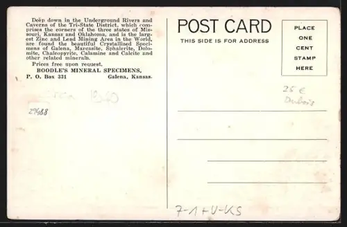 AK Galena, KS, Boodle`s Mineral Specimens