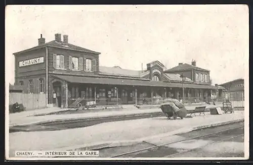 AK Chauny, Interieur de la Gare, Bahnhof