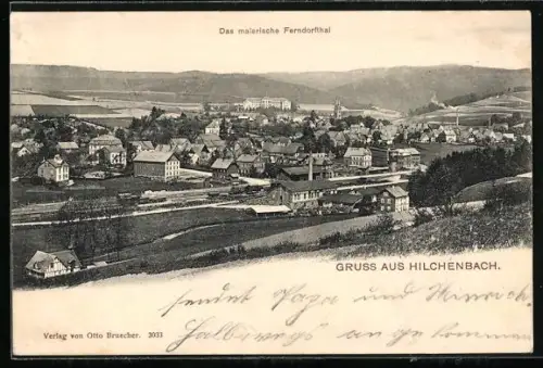 AK Hilchenbach, Totalansicht des Ortes mit Umgebung