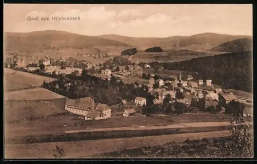 AK Hilchenbach, Totalansicht des Ortes mit Umgebung