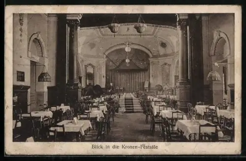 AK Bautzen, Blick in das Cafe Kronen-Festsäle