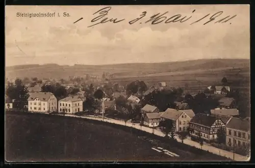 AK Steinigtwolmsdorf i. Sa, Teilansicht des Ortes mit Umgebung