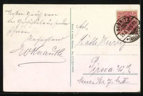 AK Sebnitz i. Sa., Hutmacher Gustav Puttrich am Markt