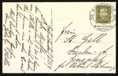 AK Grossröhrsdorf i. Sa, Partie am Kirchberg mit Grünanlagen