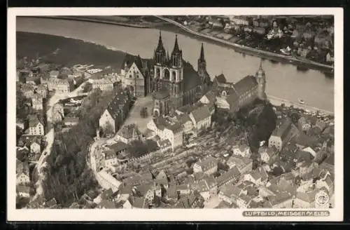 Foto-AK Walter Hahn, Dresden NR: 5651, Luftbild von Meissen