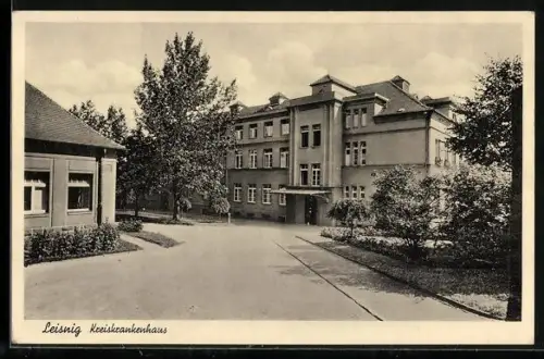AK Leisnig, Strassenpartie mit Kreiskrankenhaus