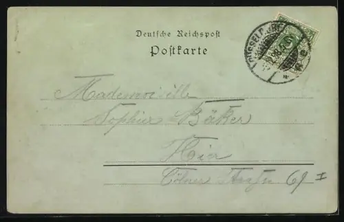 Mondschein-AK Düsseldorf, Landeskrone mit Grünanlagen