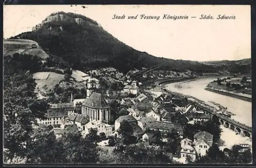 AK Königstein /Sa., Stadt und Festung