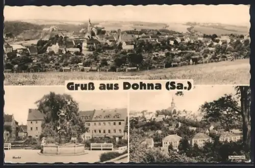 AK Dohna /Sa., Gesamtansicht, Markt