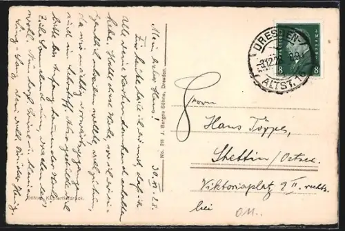 AK Dresden, Rathaus und Strasse aus der Vogelschau