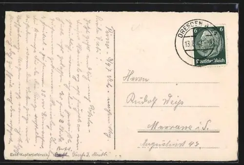 AK Dresden, Neues Rathaus aus der Vogelschau