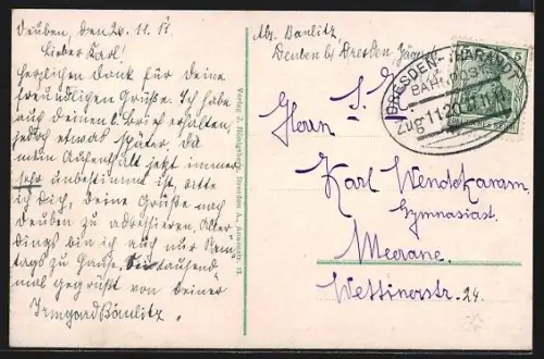 AK Dresden, Neues Rathaus mit Vorplatz