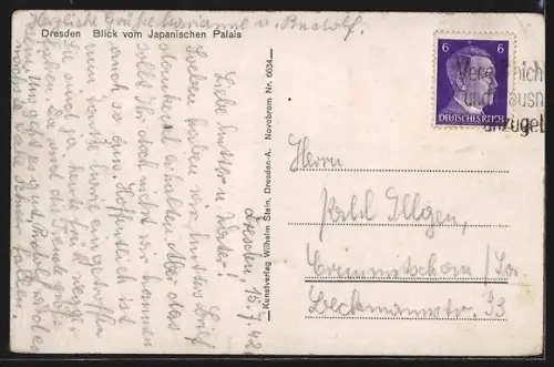 AK Dresden-Neustadt, Stadtpanorama vom Japanischen Palais aus