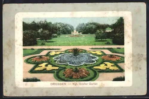 AK Dresden, Kgl. Grosser Garten, Blumenbeete