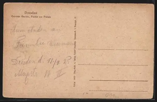 AK Dresden, Grosser Garten, Partie am Palais