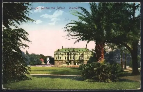 AK Dresden, Grosser Garten mit Palais