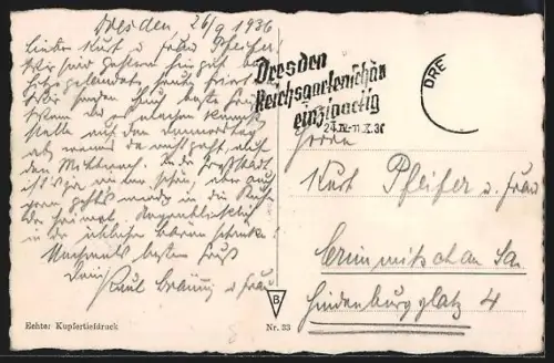 AK Dresden-Neustadt, Blick vom Waldschlösschen auf Altstadt und Elbe