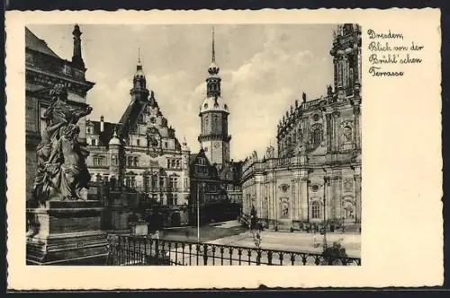 AK Dresden, Blick von der Brühlschen Terrasse
