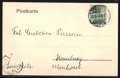 AK Dresden, Zwingerteich mit Gebäuden