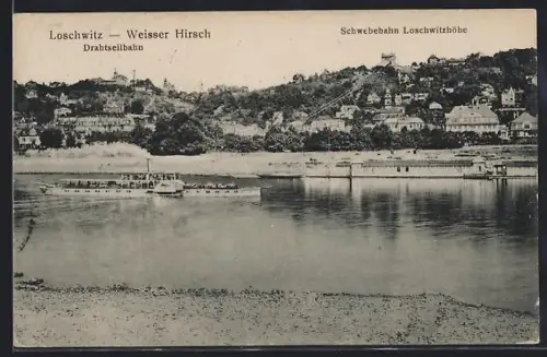 AK Dresden-Loschwitz, Drahtseilbahn, Schwebebahn Loschwitzhöhe