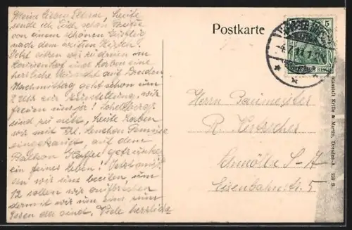 AK Dresden-Loschwitz, Luisenhof, Drahtseilbahn, Kirche