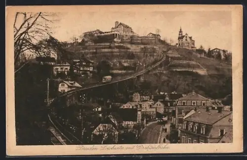 AK Dresden-Loschwitz, Ortsansicht mit Drahtseilbahn