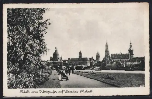 AK Dresden-Neustadt, Blick vom Königsufer auf Altstadt