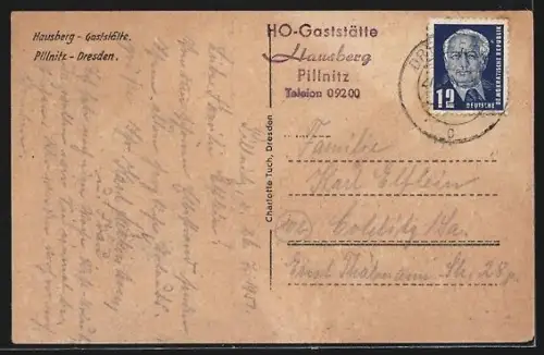 AK Pillnitz /Dresden, Hausberg-Gaststätte am Wald