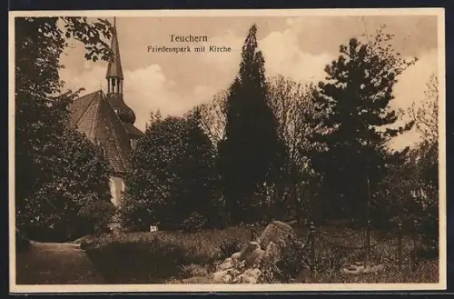 AK Teuchern, Friedenspark mit Kirche