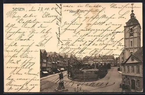 AK Siegen, Marktplatz mit Denkmal