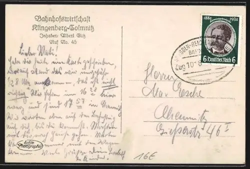 AK Klingenberg-Colmnitz, Ortsansicht aus der Vogelschau