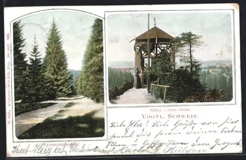 AK Jocketa, König-Albert-Höhe, Pyramidenwiese, Aussichtshütte