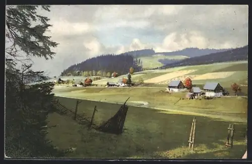 AK Rehefeld, Ortsansicht vom Kreuzweg gesehen