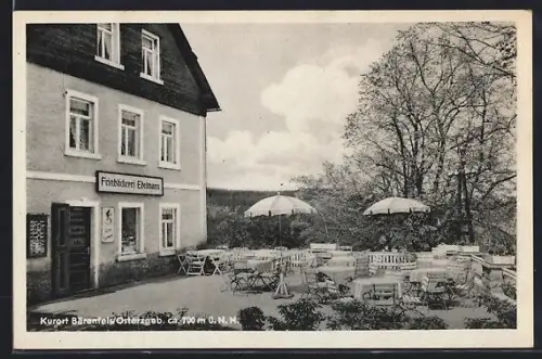AK Bärenfels /Osterzgeb., Bäckerei Edelmann mit Terrasse