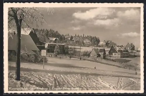AK Oberbärenburg i. Erzgeb., Ortsansicht im Schnee