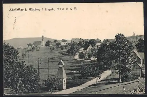 AK Schellerhau b. Altenberg, Ortsansicht mit Kirche