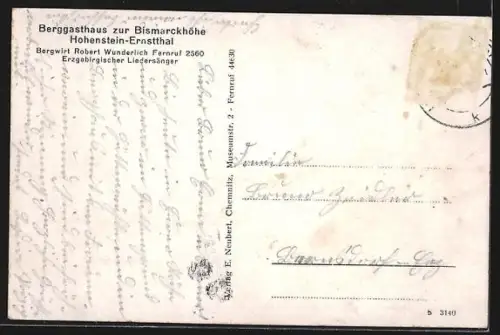AK Hohenstein-Ernstthal, Berggasthaus zur Bismarckhöhe
