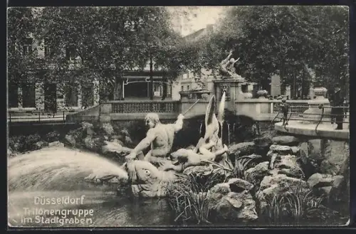 AK Düsseldorf, Tritonengruppe im Stadtgraben