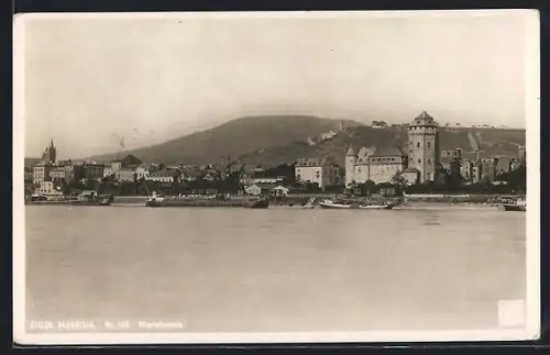 AK Oberlahnstein am Rhein, Ortsansicht vom Rhein aus