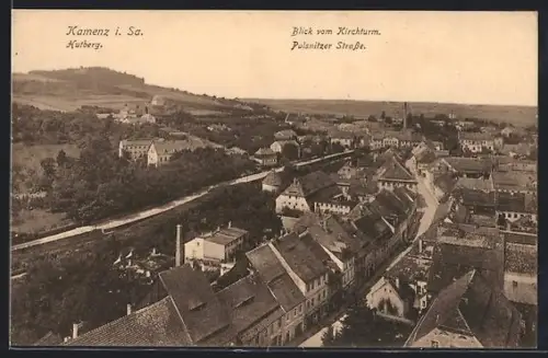 AK Kamenz i. Sa., Hutberg, Blick vom Kirchturm, Pulsnitzer Strasse