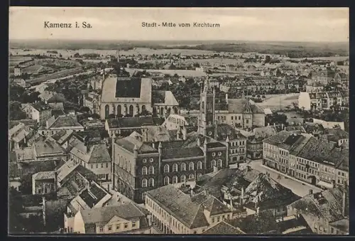 AK Kamenz i. Sa., Stadt-Mitte vom Kirchturm