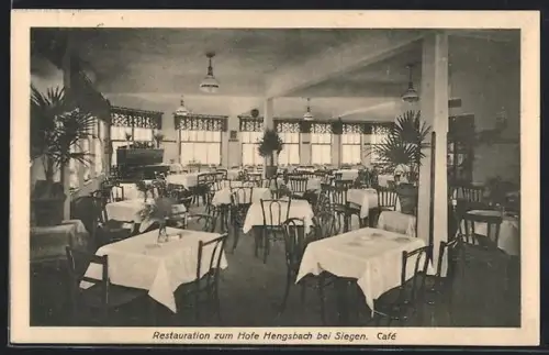 AK Hengsbach bei Siegen, Gasthof Restauration zum Hofe, Cafe, Innenansicht