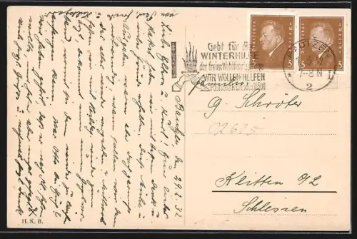 AK Bautzen, Ortsansicht vom Prositschenberg aus, im Rahmen, Schleifenbanderole in Nationalfarben