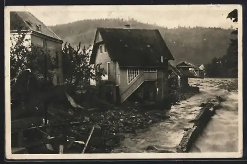AK Gottleuba, Folgen der Hochwasserkatastrophe am 8. Juli 1927