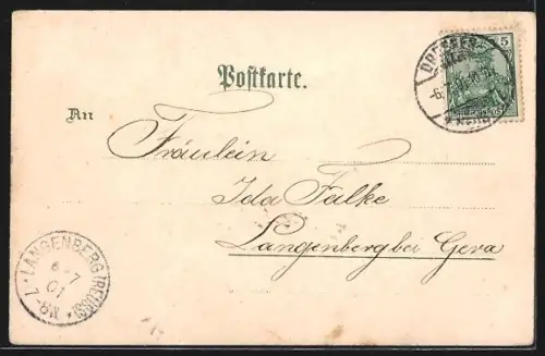 Lithographie Dresden, Zwinger mit Anlagen u. Denkmal, gesehen vom Wall