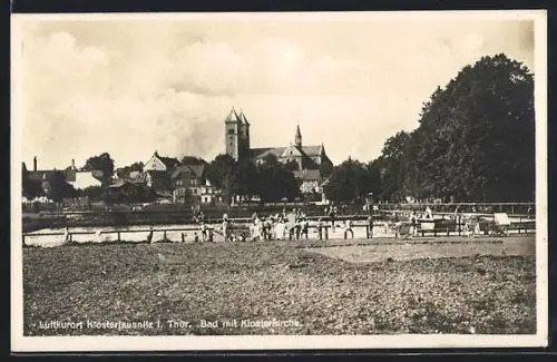AK Bad Klosterlausnitz, Freibad mit Klosterkirche