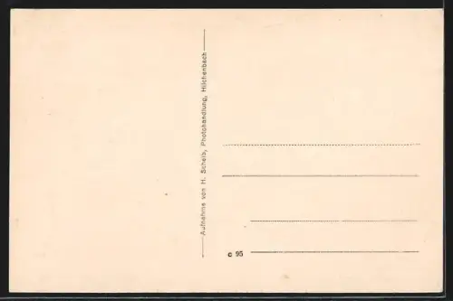 AK Hilchenbach, Totalansicht mit Fabrikschlot und Kirche aus der Vogelschau