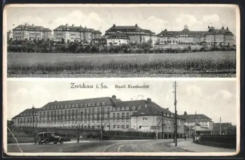 AK Zwickau i. Sa., Ansichten vom Staatl. Krankenstift