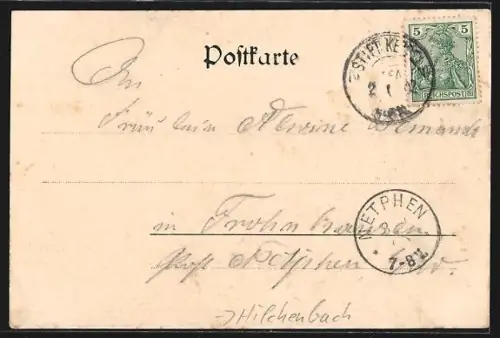 AK Hilchenbach, Verschiedene Ansichten des Ortes, mit Blumen geschmückt